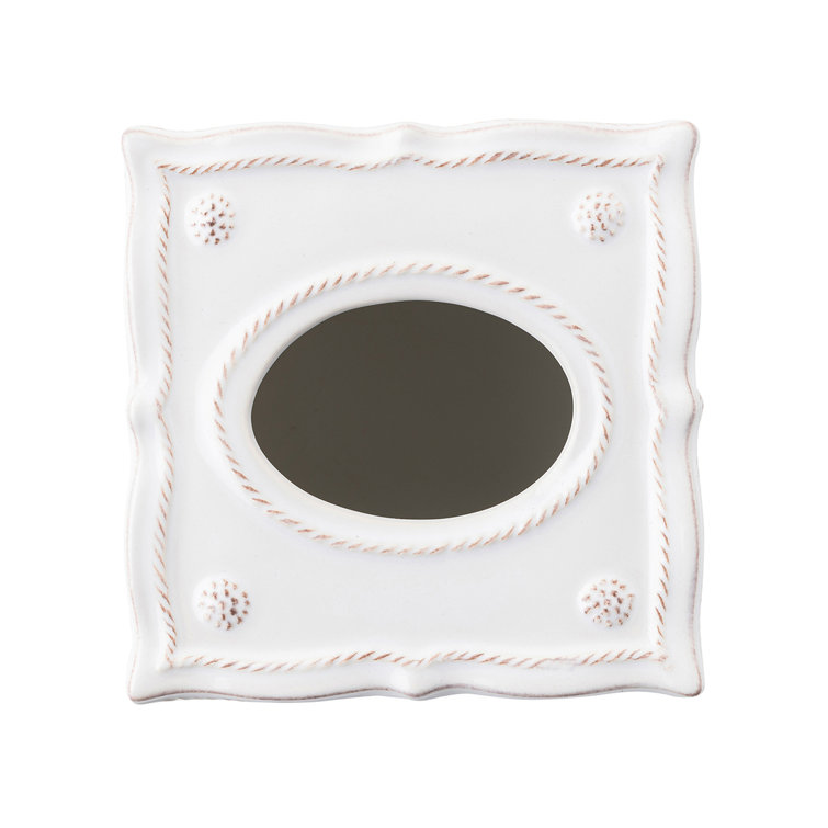 Elegant Whitewash Ceramic Tissue Box Cover with Berry & Thread Motif