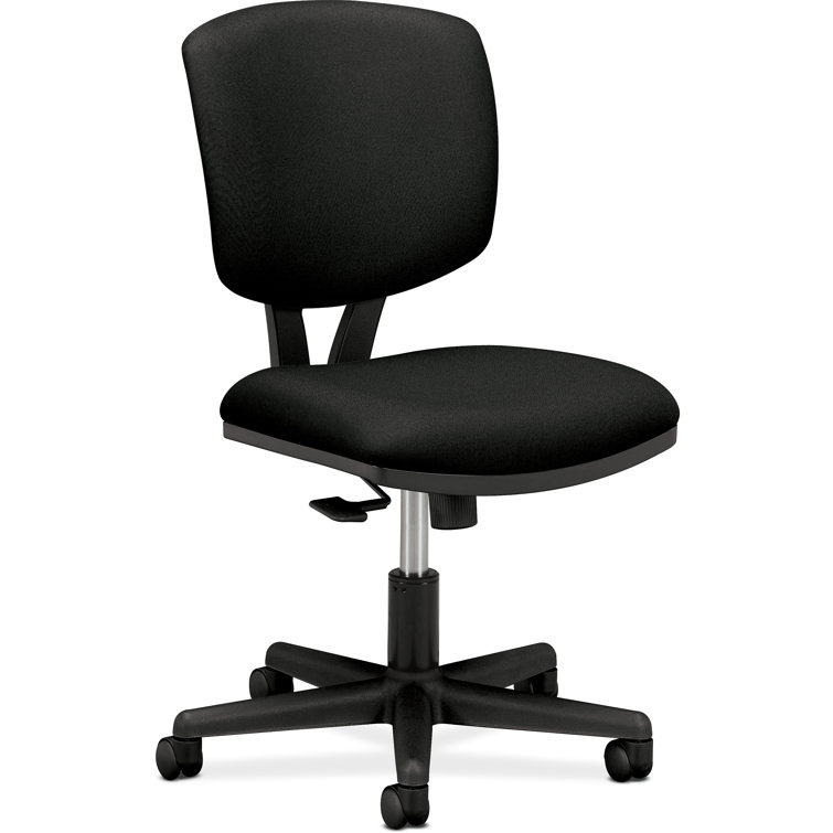 Black Polyester Swivel Task Chair with Adjustable Arms