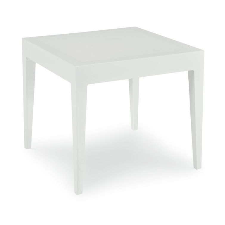 White Aluminum and Glass Square Outdoor Side Table