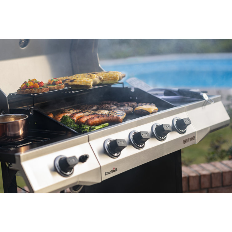 Stainless Steel 4-Burner Propane Gas Grill with Side Burner
