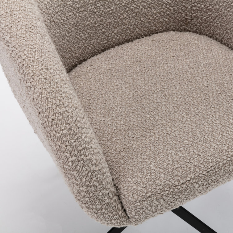 Gray Boucle Upholstered Swivel Office Chair with Black Steel Frame