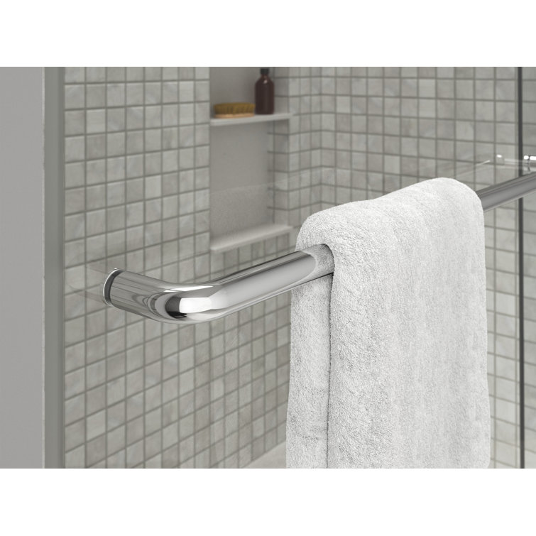 Elate Bright Silver Frameless Sliding Shower Door with Crystal Clear Glass