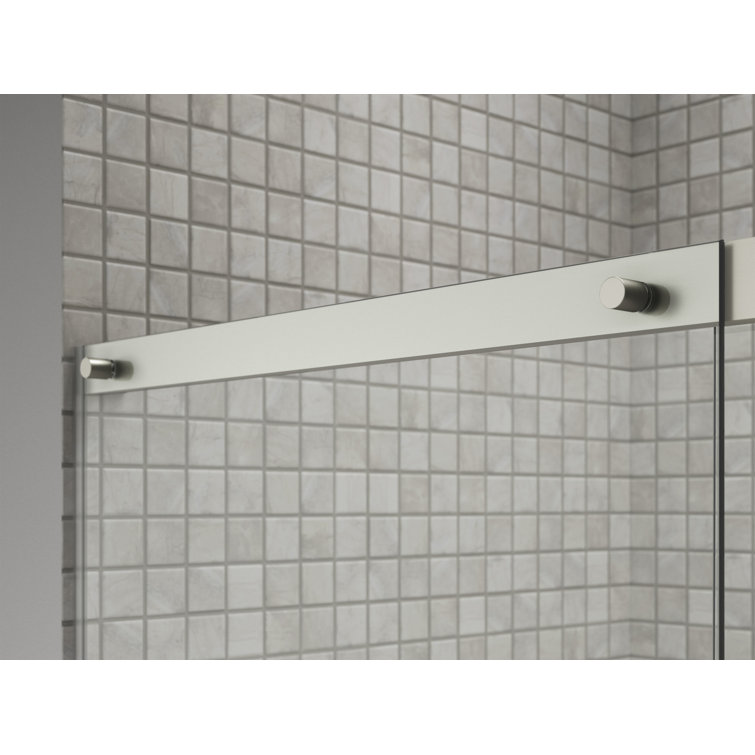 Elate Frameless Sliding Bath Door with Nickel Finish and Clear Glass