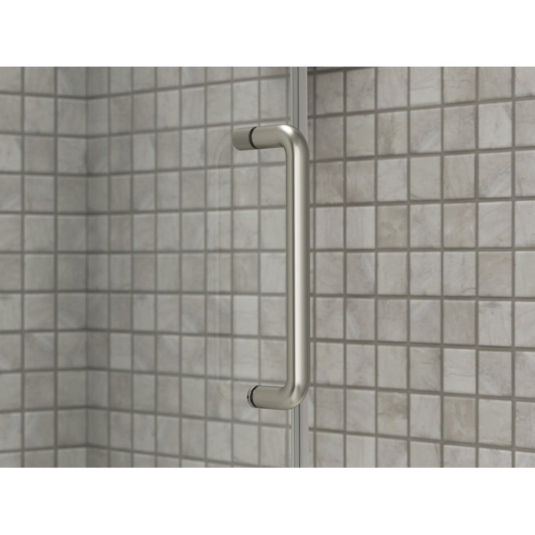 Elate Frameless Sliding Bath Door with Nickel Finish and Clear Glass