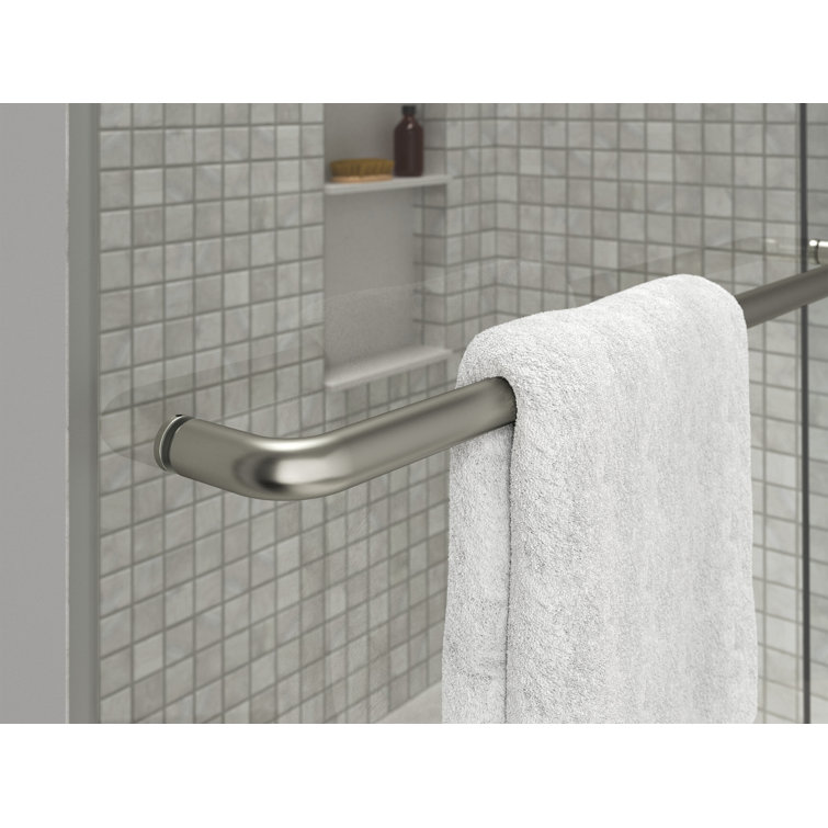 Elate Frameless Sliding Bath Door with Nickel Finish and Clear Glass