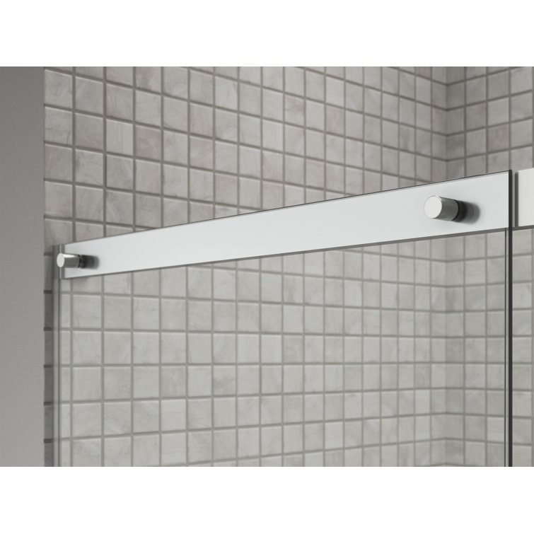 Elate Bright Silver Frameless Sliding Shower Door with Crystal Clear Glass