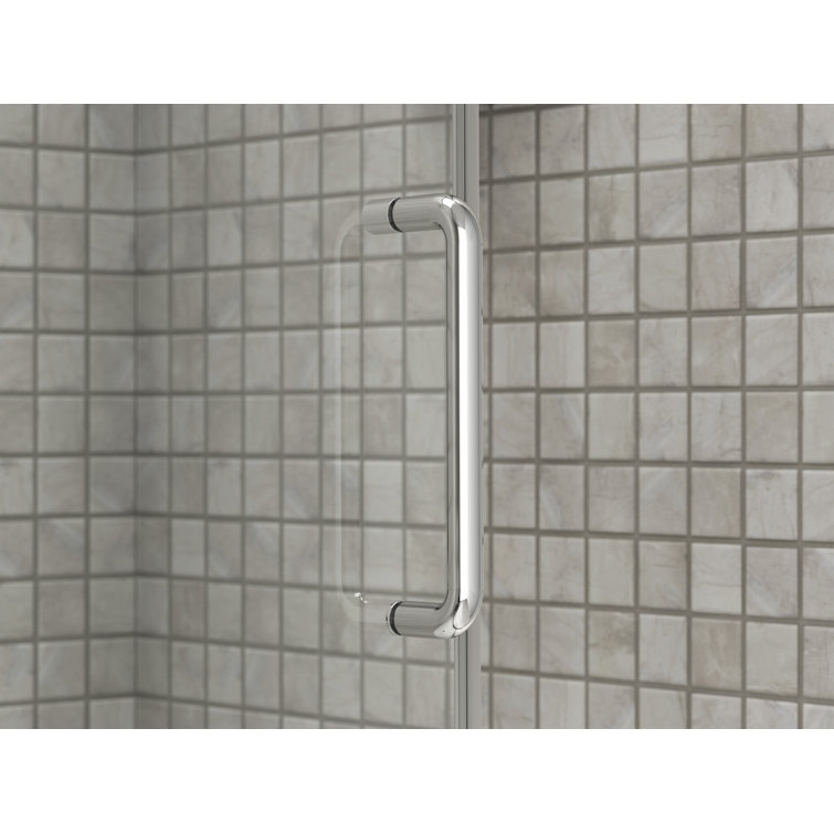 Elate Bright Silver Frameless Sliding Shower Door with Crystal Clear Glass
