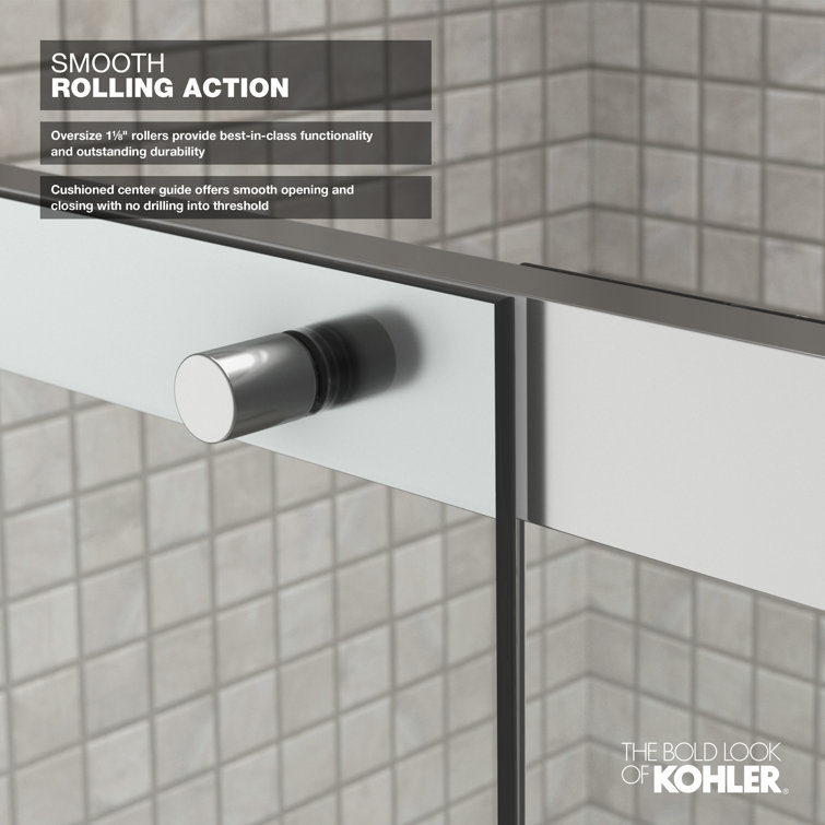 Elate Bright Silver Frameless Sliding Shower Door with Crystal Clear Glass