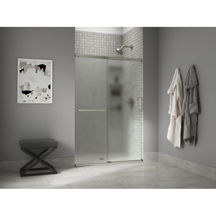Elate Nickel Frameless Sliding Shower Door with Frosted Glass