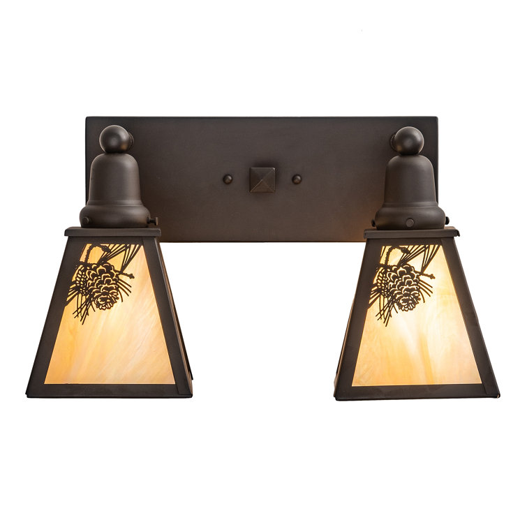 Elegant Oil-Rubbed Bronze Vanity Light with Beige Glass Shades