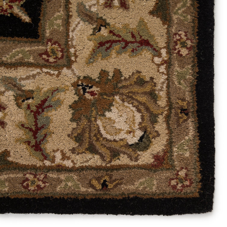 Selene Black and Beige Hand-Tufted Wool Rug 2'6" x 4'