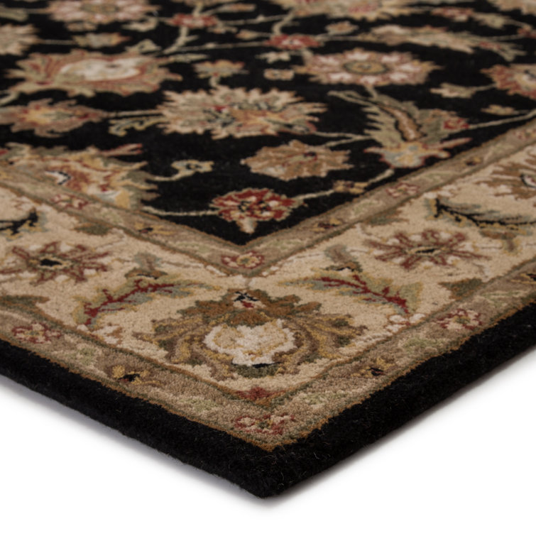Selene Black and Beige Hand-Tufted Wool Rug 2'6" x 4'