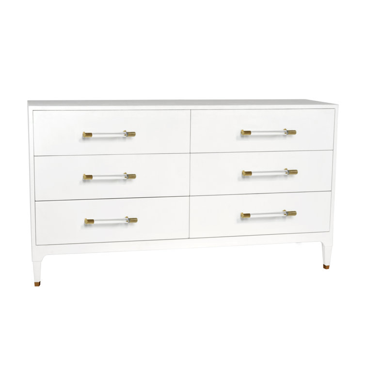 Sleek Modern White 70" Solid Wood 6-Drawer Chest