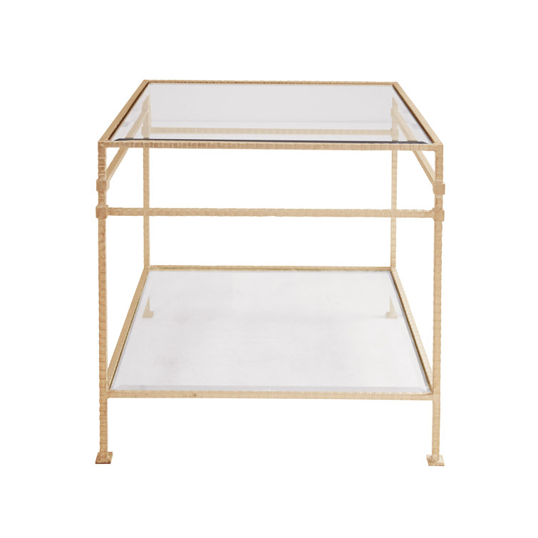 Amos 22" Gold Metal and Glass Square End Table