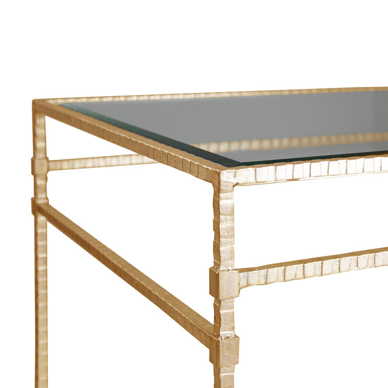 Amos 22" Gold Metal and Glass Square End Table