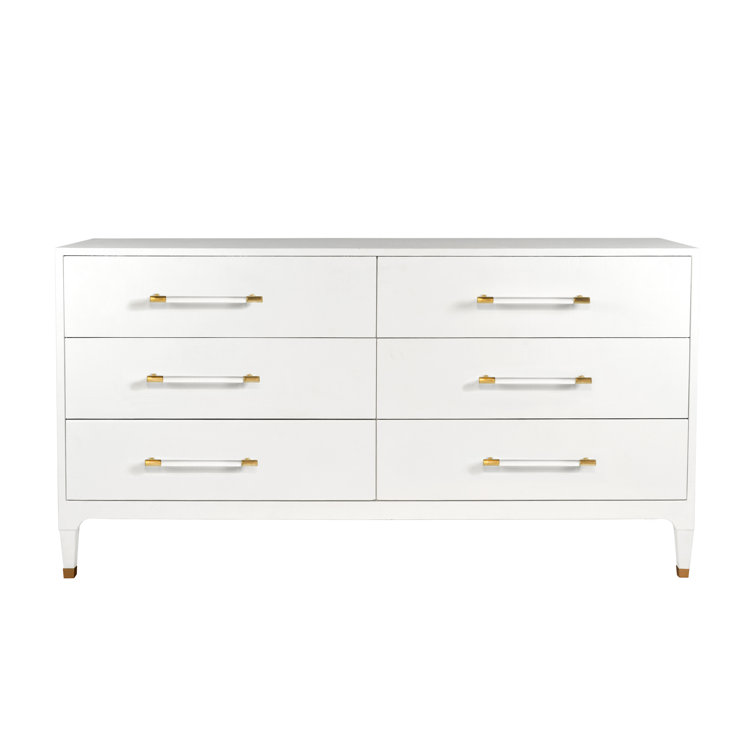Sleek Modern White 70" Solid Wood 6-Drawer Chest