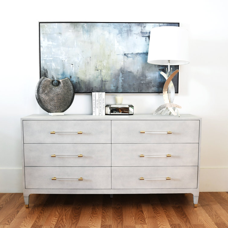 Sleek Modern White 70" Solid Wood 6-Drawer Chest