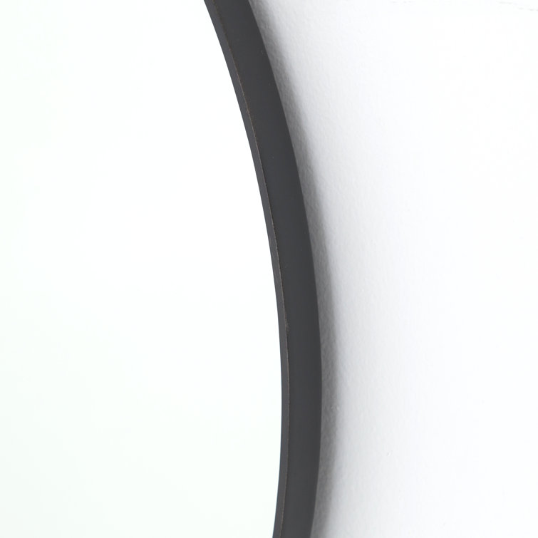 30" Industrial Round Black Wood & Gold Wall Mirror