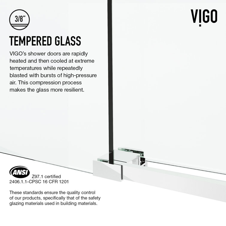 Elan Cass 72" Chrome Frameless Sliding Shower Door with Clear Glass