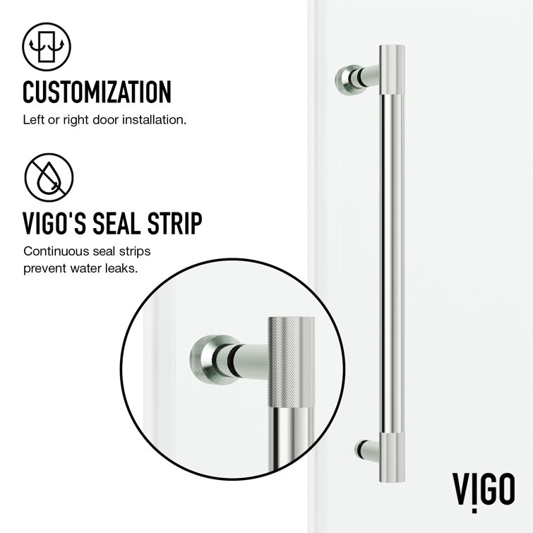 Elan Cass Stainless Steel Frameless Sliding Shower Door with Clear Glass