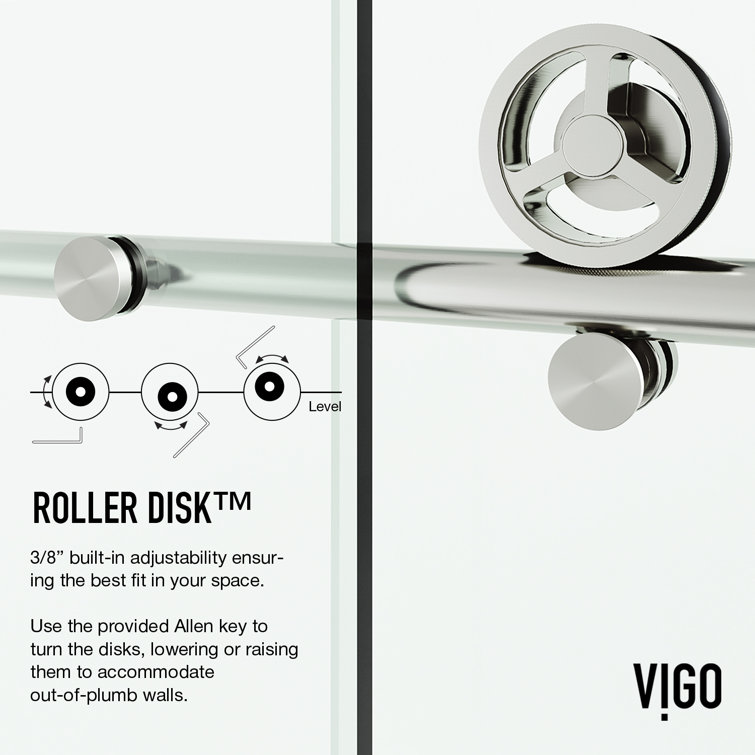 Elan Cass Stainless Steel Frameless Sliding Shower Door with Clear Glass