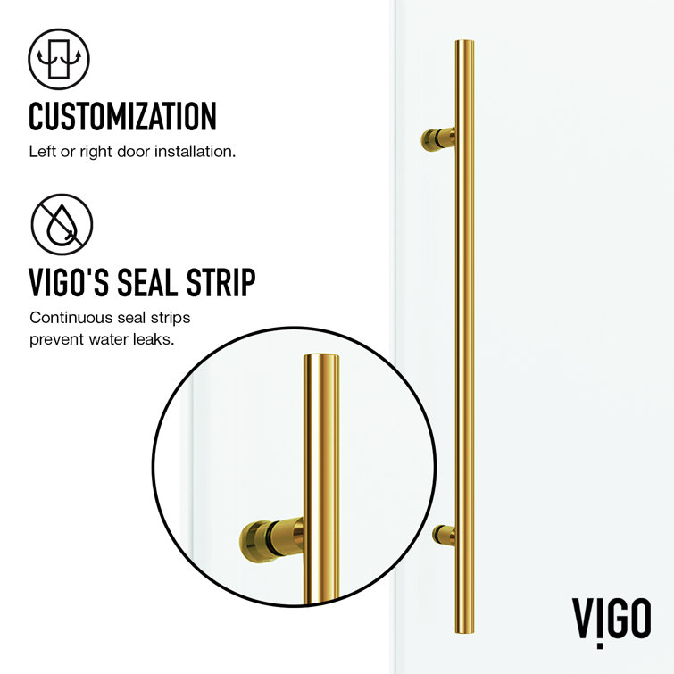 Elan E-Class 48" Black and Gold Frameless Sliding Shower Enclosure