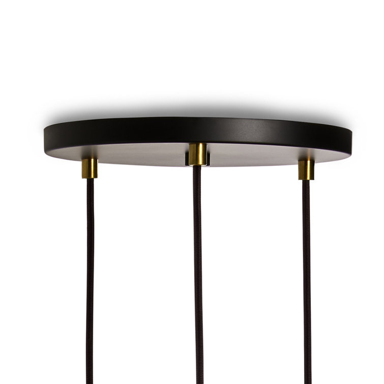 Sculptural Triple Globe LED Pendant Light with Brass Accents