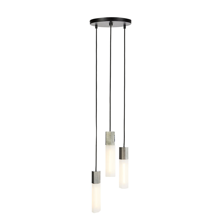 Basalt Hexagonal Cluster Pendant with Brass Finish and Black Cord