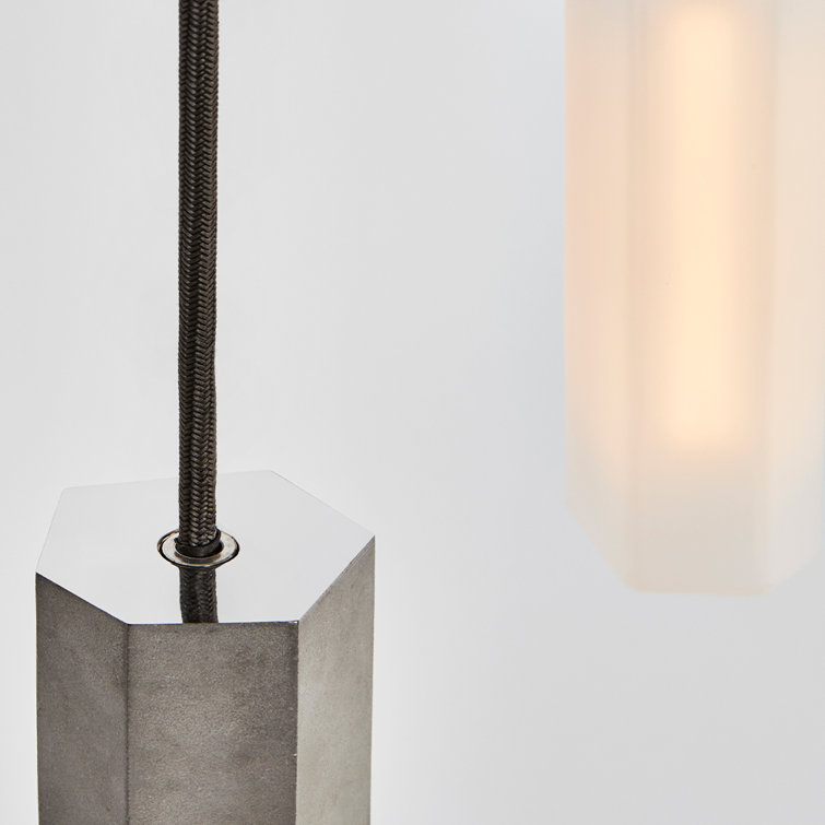 Basalt Hexagonal Cluster Pendant with Brass Finish and Black Cord