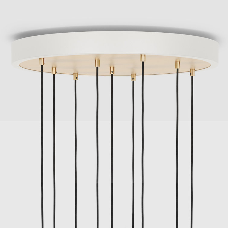 Spiral Fibonacci Organic Hand-Blown Glass & Brass 9-Light Pendant