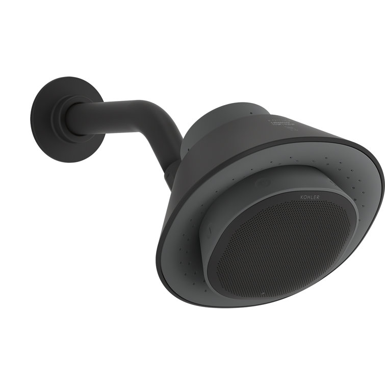 Matte Black Wall Mounted Showerhead with Bluetooth Speaker