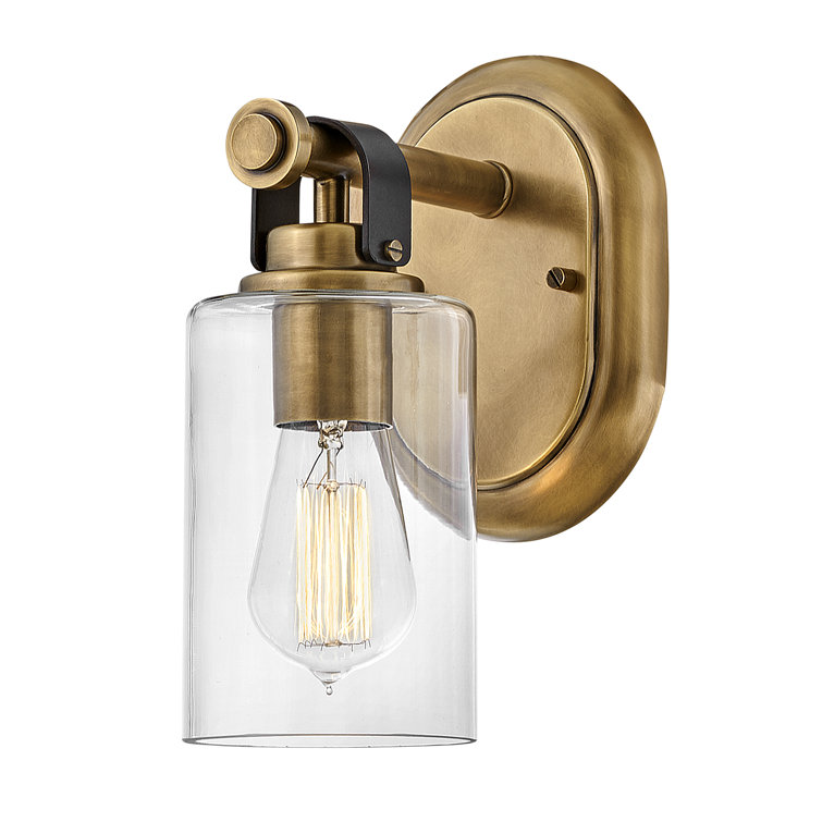 Halstead Heritage Brass 1-Light Outdoor Vanity with Clear Glass Shade