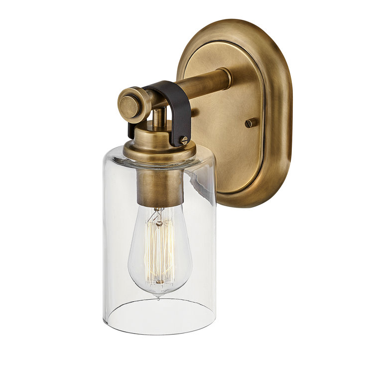 Halstead Heritage Brass 1-Light Outdoor Vanity with Clear Glass Shade