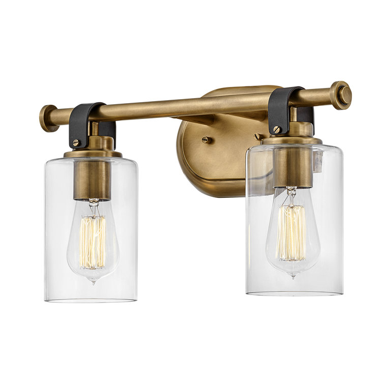 Halstead Heritage Brass 2-Light Vanity with Clear Glass Shades