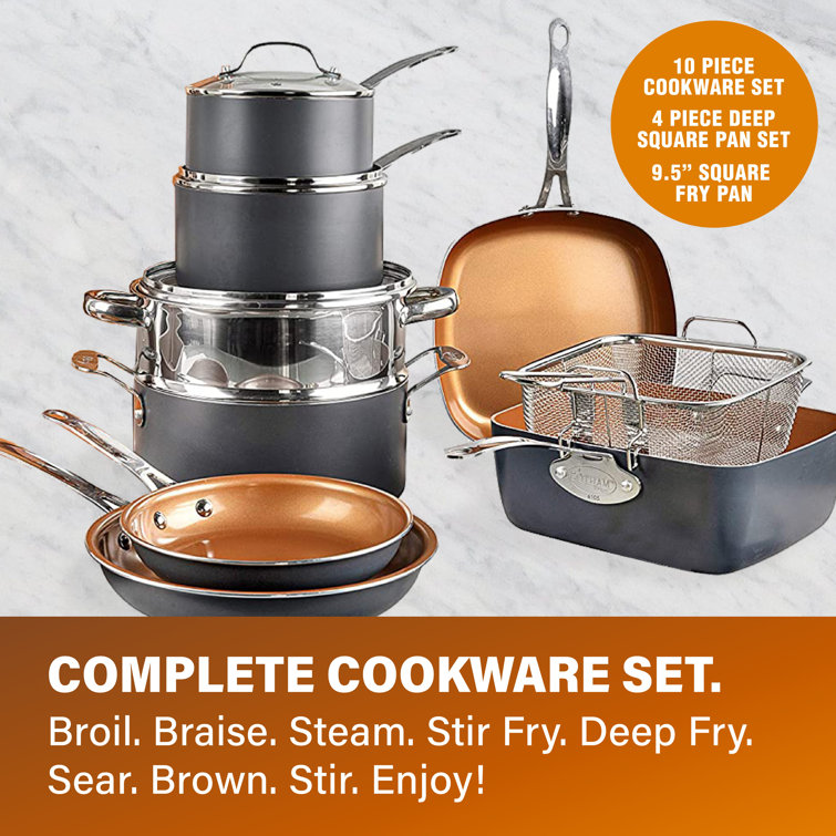 Gotham Steel 20-Piece Gray and Copper Nonstick Cookware and Bakeware Set