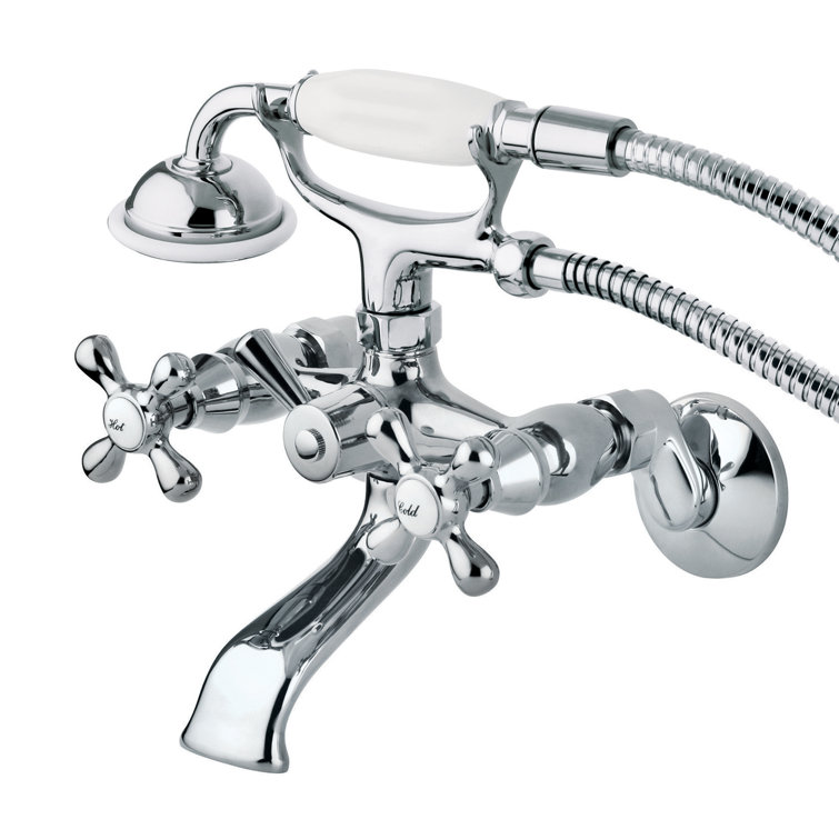 Polished Chrome Clawfoot Tub Faucet with Hand Shower