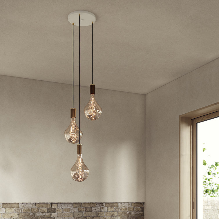 Tala Walnut Accent Triple Pendant with Soft Glow LED Bulbs