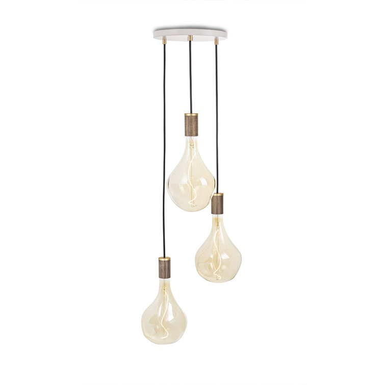 Tala Walnut Accent Triple Pendant with Soft Glow LED Bulbs