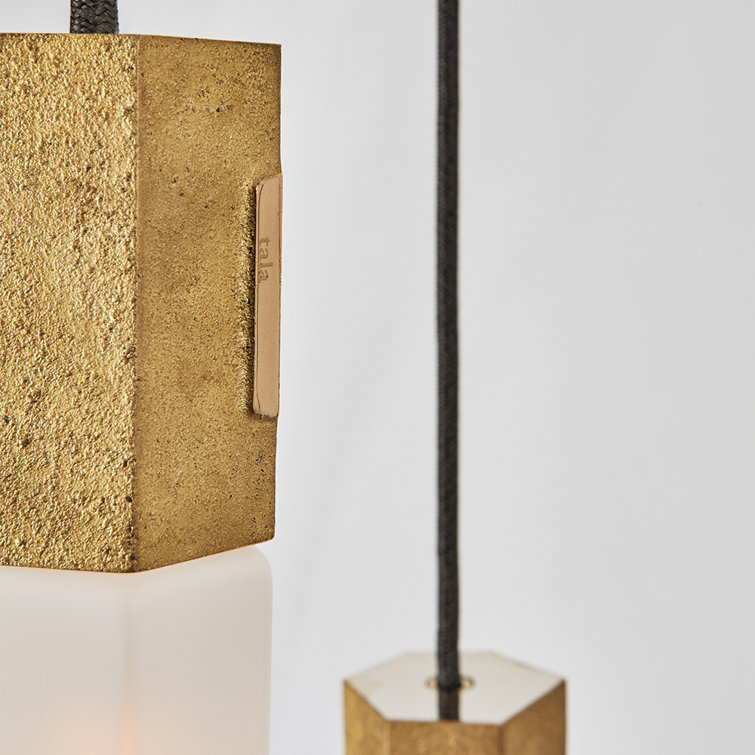 Ethereal Basalt 9-Light Hexagonal Brass & Glass LED Pendant