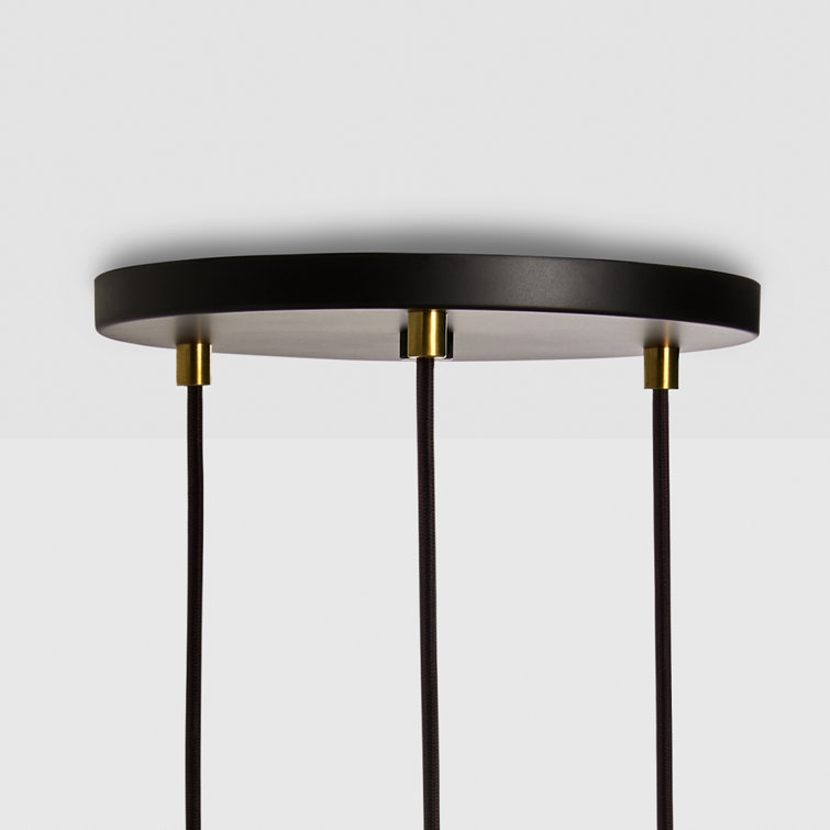 Sculptural Triple Globe LED Pendant Light with Brass Accents