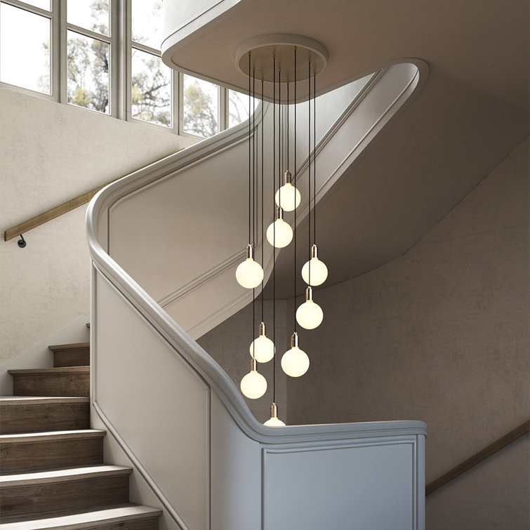Brass 9-Light Globe LED Indoor/Outdoor Chandelier