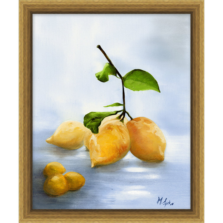 Satin Gold Framed Lemon Still Life Canvas Print