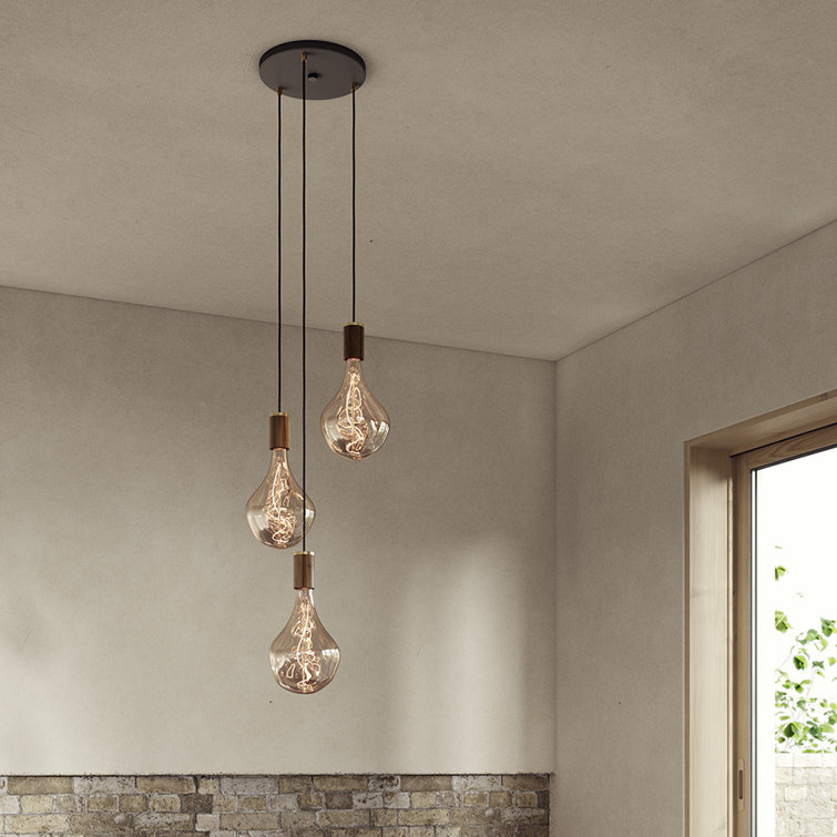 Tala Walnut Accent Triple Pendant with Soft Glow LED Bulbs