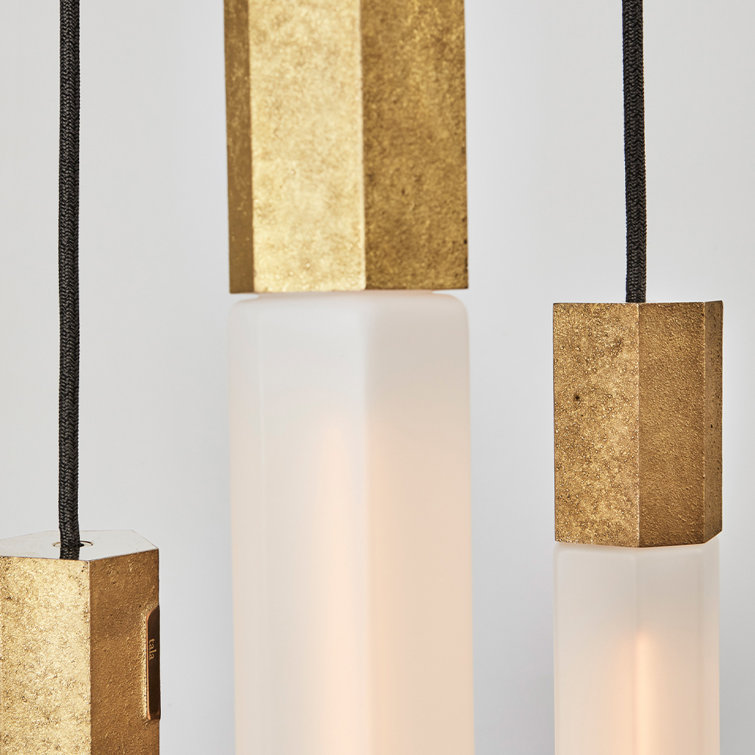 Ethereal Basalt 9-Light Hexagonal Brass & Glass LED Pendant