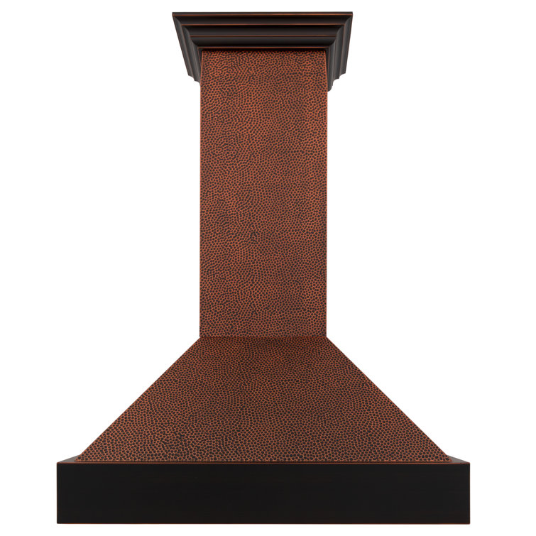 36" Hand-Hammered Copper Wall Mount Range Hood with Charcoal Filter