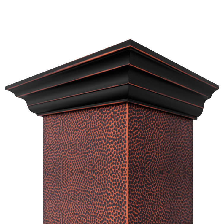 36" Hand-Hammered Copper Wall Mount Range Hood with Charcoal Filter