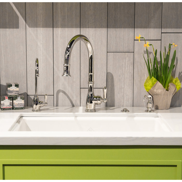 Classic Georgian 16" Polished Nickel Kitchen Faucet with Pull-out Spray