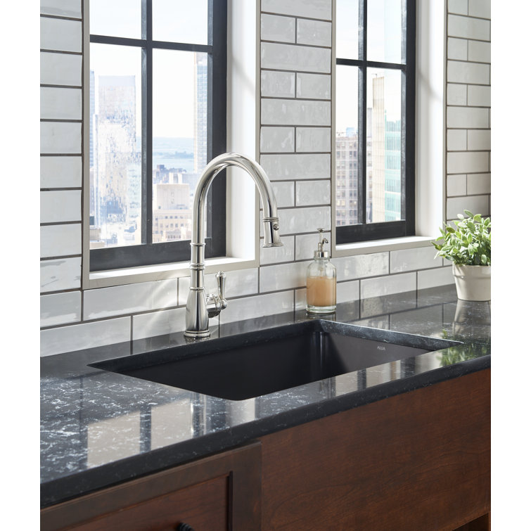 Classic Georgian 16" Polished Nickel Kitchen Faucet with Pull-out Spray
