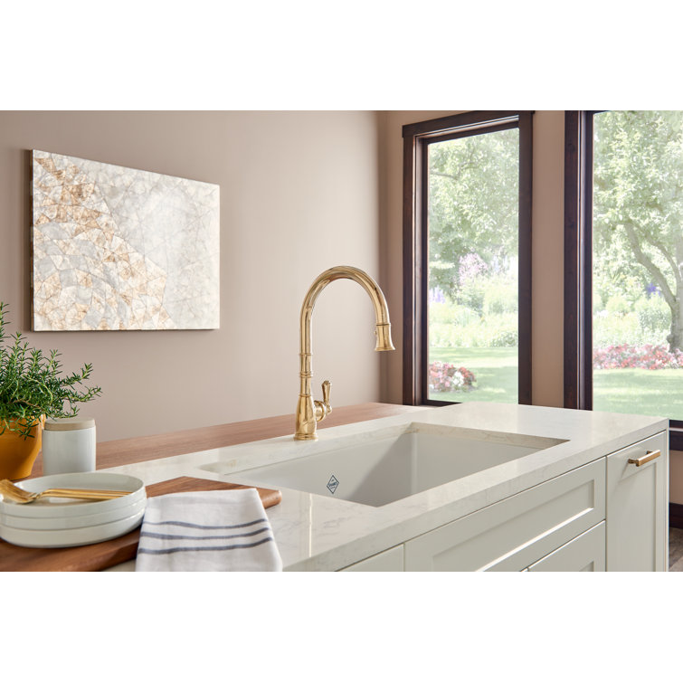 Classic Georgian 16" Polished Nickel Kitchen Faucet with Pull-out Spray