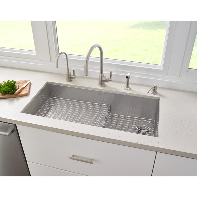 Elegant Polished Nickel 15" Deck Mounted Kitchen Faucet with Sidespray
